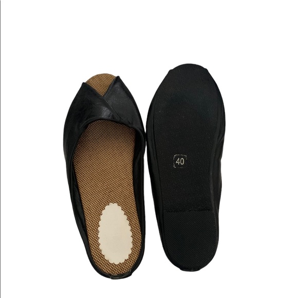 Aimeini black leather flats / slides shoes size UK 40 - Picture 4 of 5
